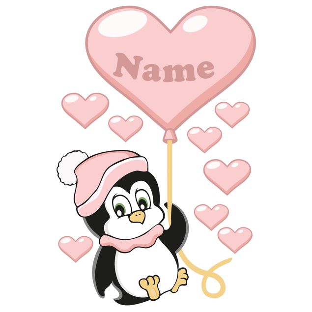 Wall art stickers Penguin girl customised text