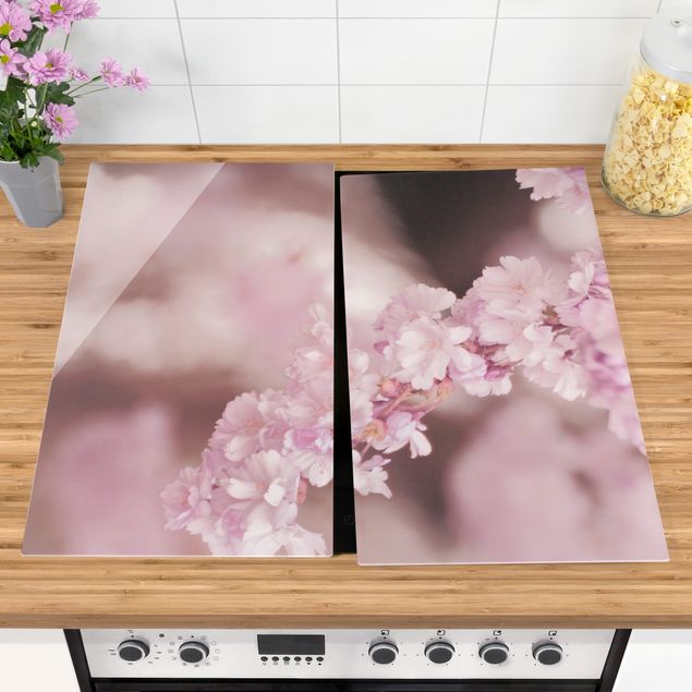 Kitchen Cherry Blossoms In Purple Light