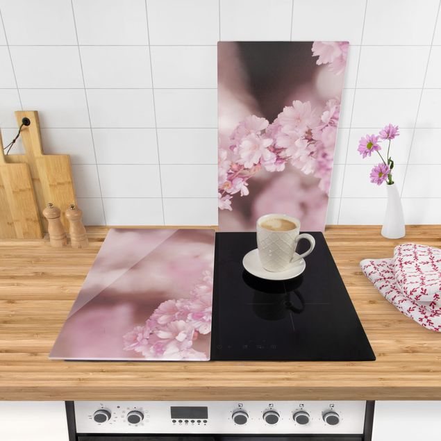 Stove top covers flower Cherry Blossoms In Purple Light