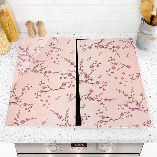 Kitchen Cherry Blossoms On Light Pink