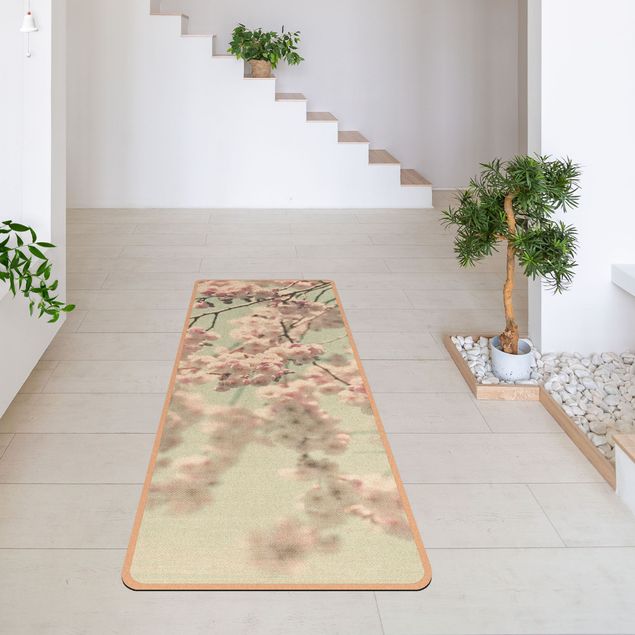 tan rug Dancing Cherry Blossoms On Canvas
