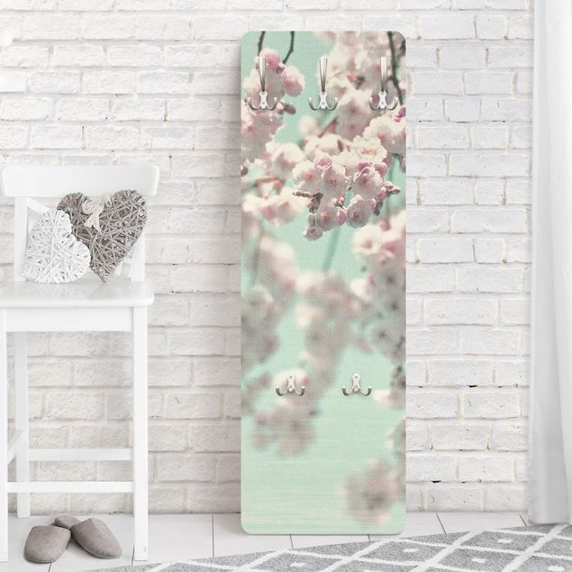 Wall mounted coat rack flower Dancing Cherry Blossoms On Canvas