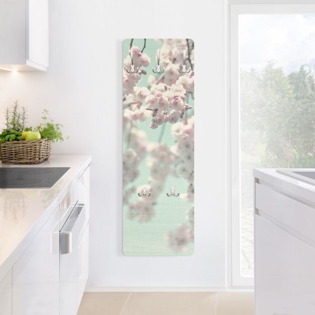Wall mounted coat rack Dancing Cherry Blossoms On Canvas
