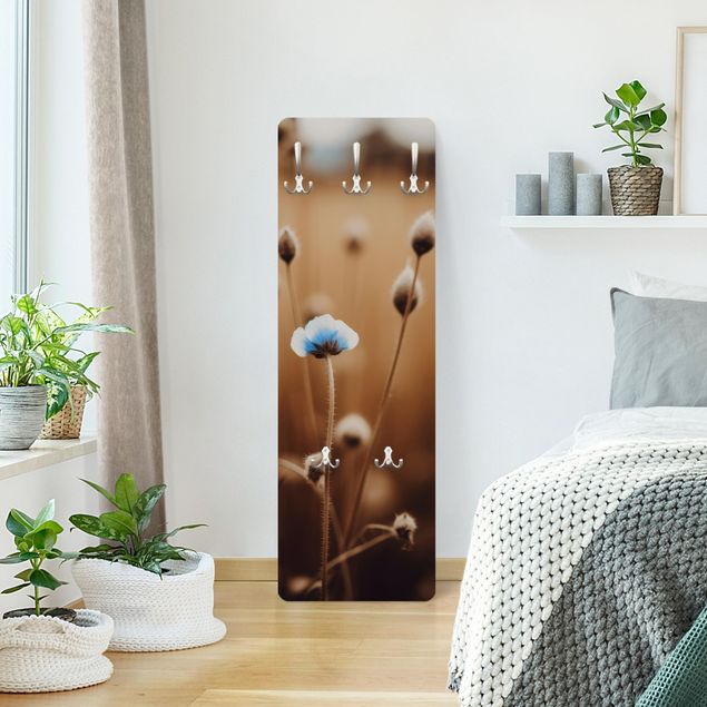 Wall mounted coat rack brown Small blue flower