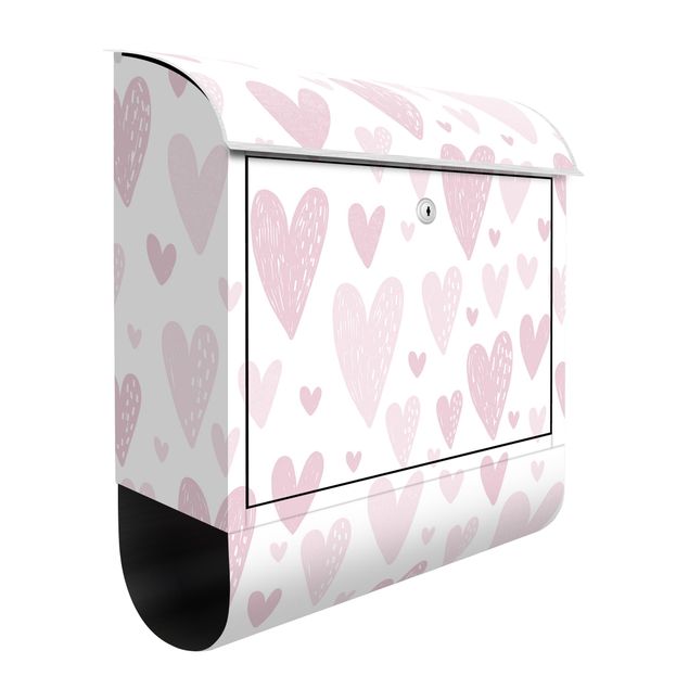 Letterboxes pink Small And Big Drawn Light Pink Hearts
