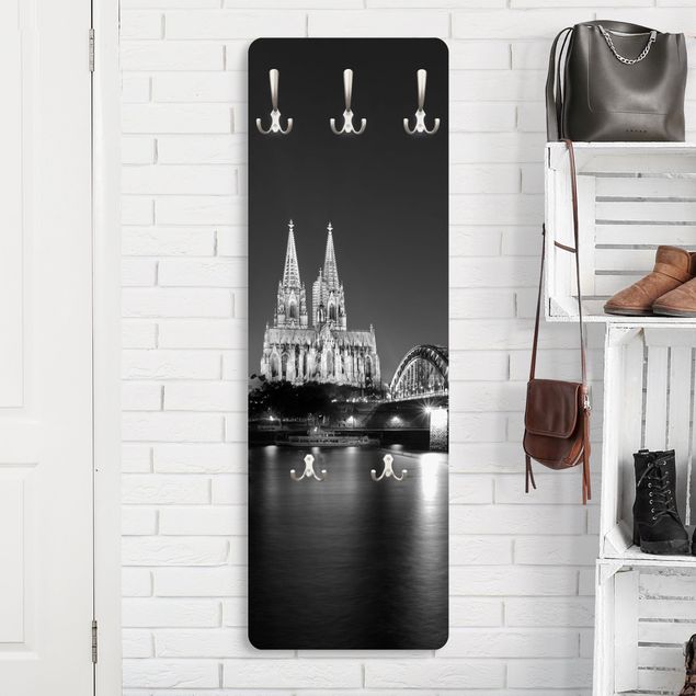 Wall mounted coat rack architecture and skylines Cologne At Night II