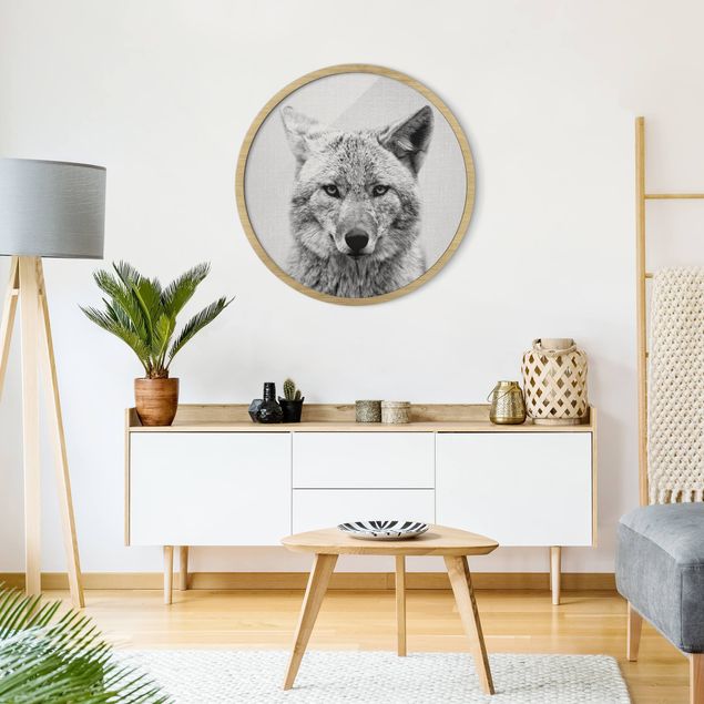Animal wall art Coyote Kalle Black And White