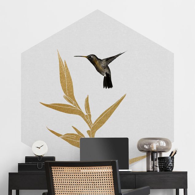 Wallpapers birds Hummingbird And Tropical Golden Blossom II