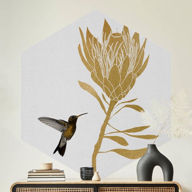 Wallpapers birds Hummingbird And Tropical Golden Blossom