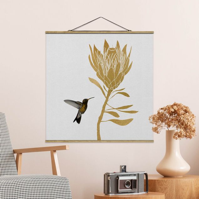 Kitchen Hummingbird And Tropical Golden Blossom