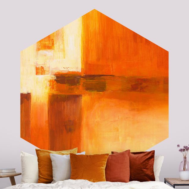 Contemporary wallpaper Composition In Orange And Brown 01