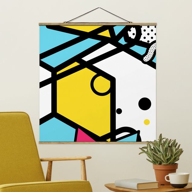 Contemporary art prints Composition Neo Memphis Yellow And Blue
