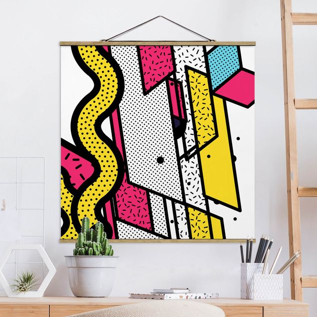 Contemporary art prints Composition Neo Memphis Pink And Yellow