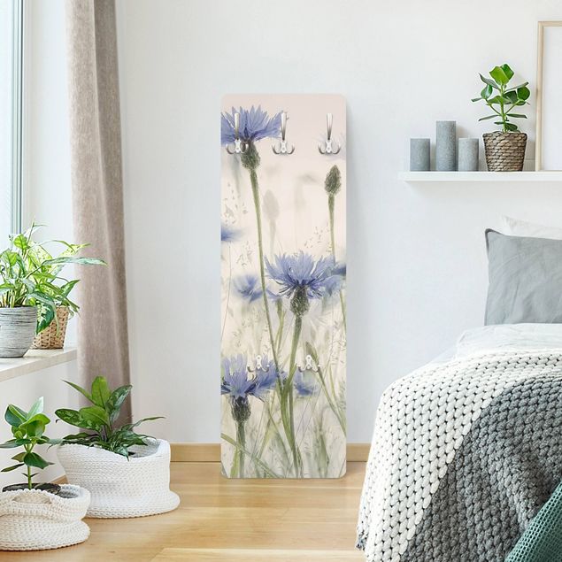 Wall mounted coat rack country Cornflowers And Grasses In A Field