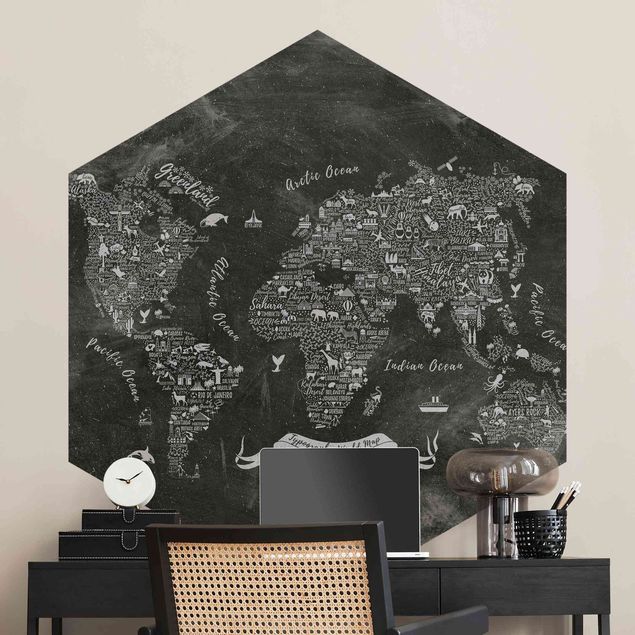 Wallpapers black and white Chalk Typography World Map