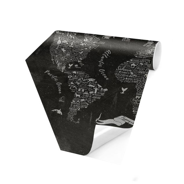 Self adhesive wallpapers Chalk Typography World Map