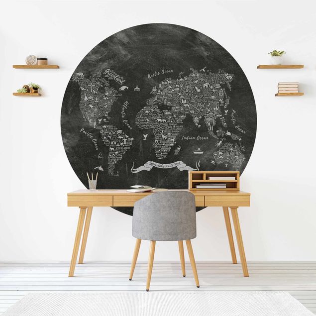 Wallpapers black and white Chalk Typography World Map