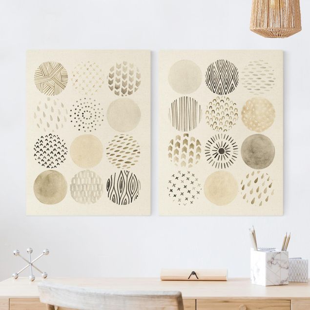 Modern art prints Circular Pattern Beige Set