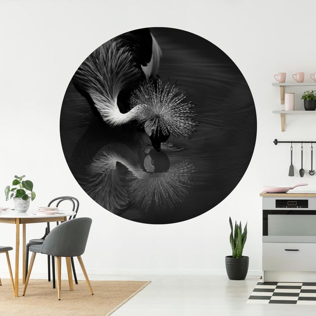 Kitchen Crowned Crane Bow Black And White