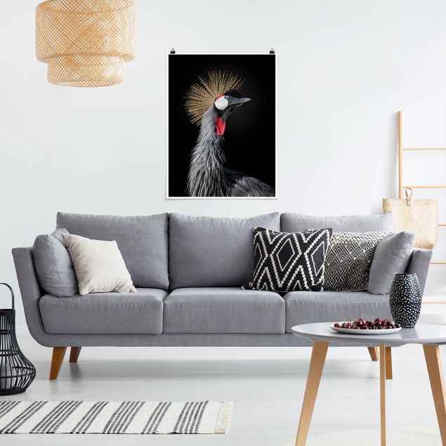 Animal canvas Crowned Crane In Front Of Black
