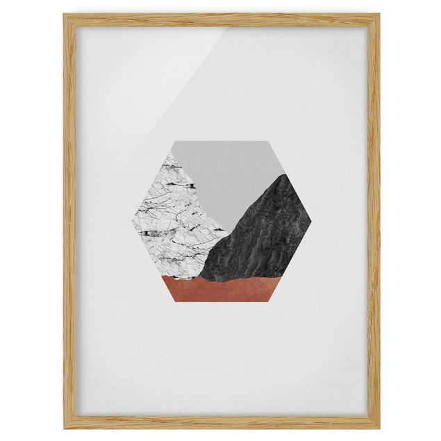 Black and white framed photos Copper Mountains Hexagonal Geometry
