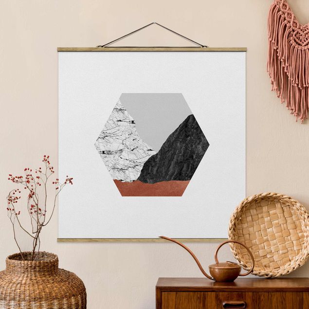 Mountain art prints Copper Mountains Hexagonal Geometry