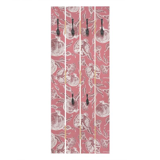Wall mounted coat rack country Copper Engraving Pomegranates