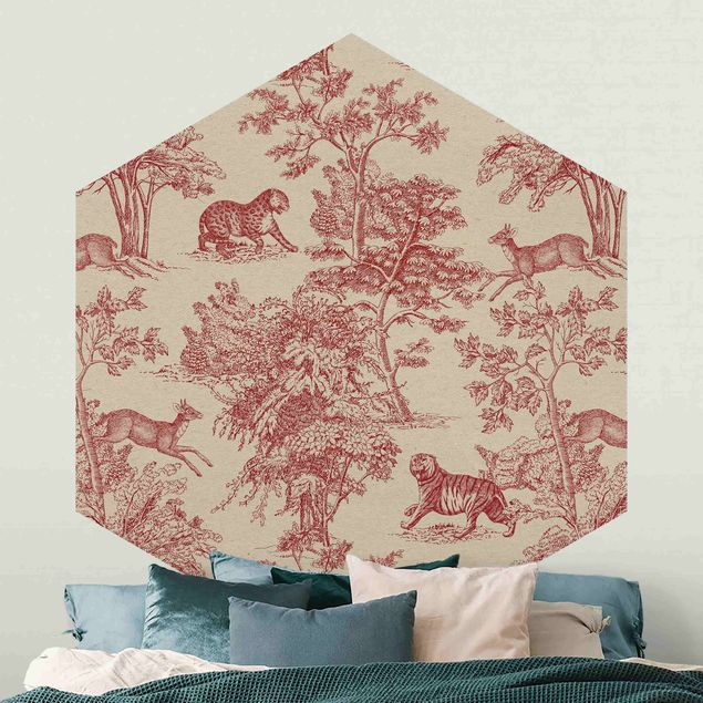 Wallpapers cat Copper Engraving Impression - Jaguar With Deer On Nature Paper
