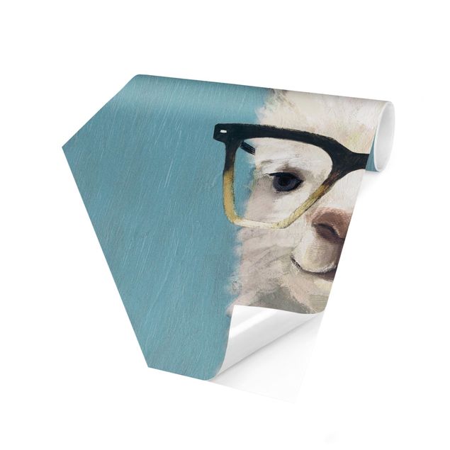 Hexagonal wallpapers Lama With Glasses IV