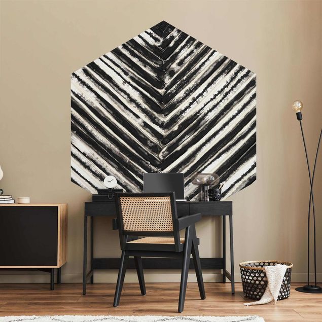 Hexagonal wallpapers Slats Black And White
