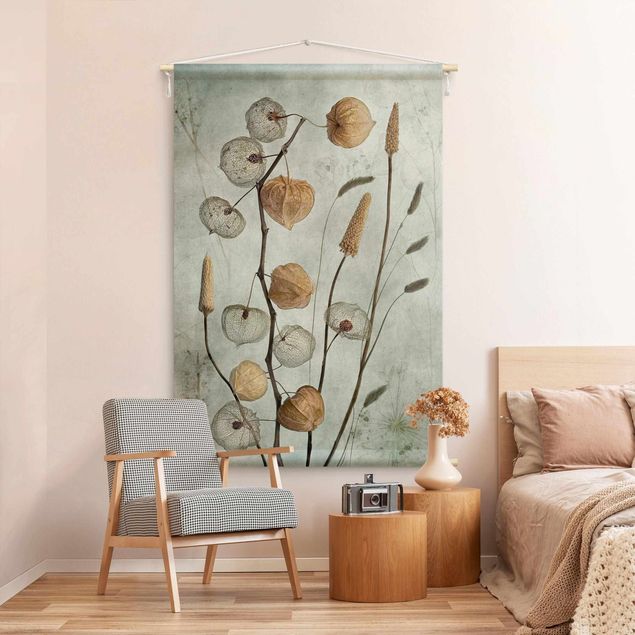 modern wall tapestry Physalis Fruit In Autumn