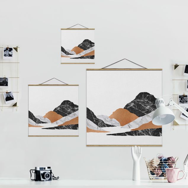 Modern art prints Landscape In Marble And Copper II