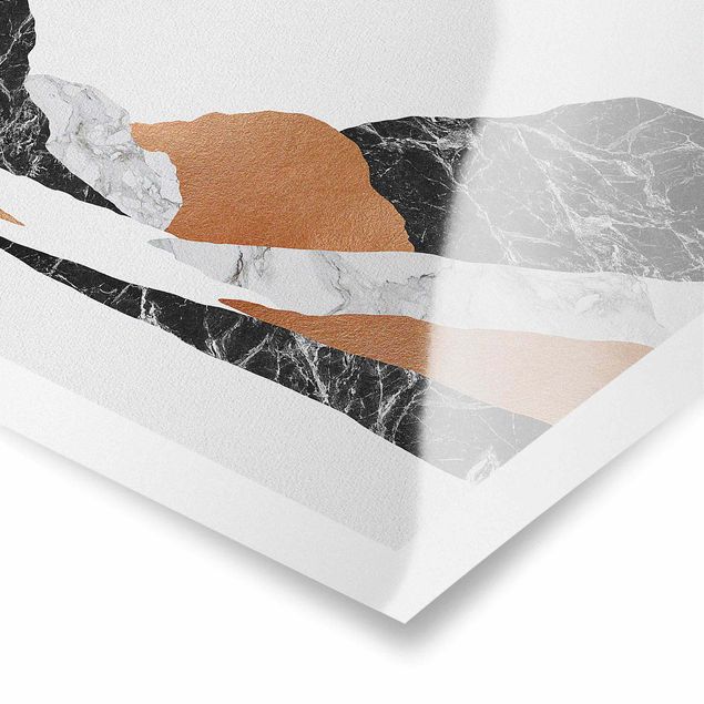 Prints abstract Landscape In Marble And Copper II