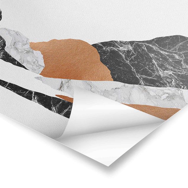 Grey prints Landscape In Marble And Copper II