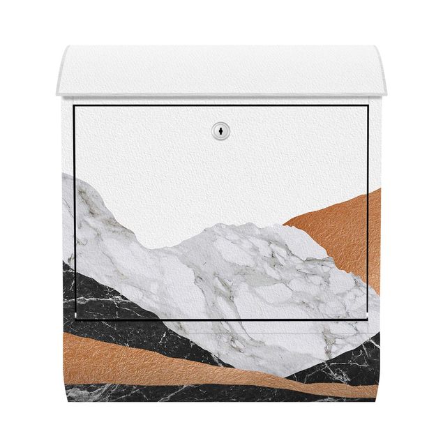 Grey post box Landscape In Marble And Copper