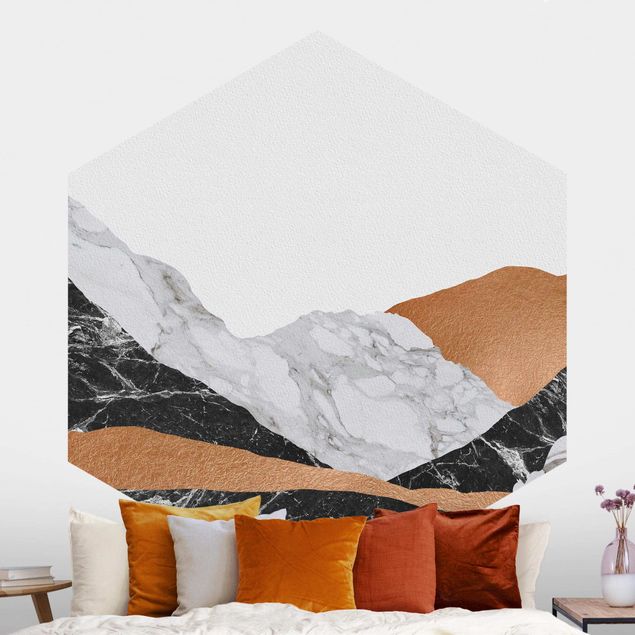 Kitchen Landscape In Marble And Copper