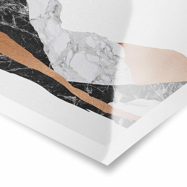 Abstract canvas wall art Landscape In Marble And Copper