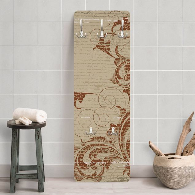 Wall mounted coat rack patterns Leaves Cirrus