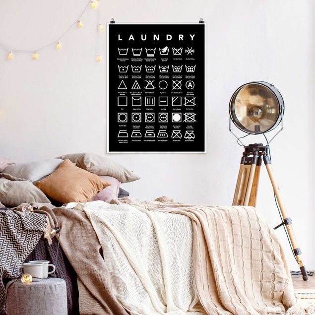 Prints quotes Laundry Symbols Black And White
