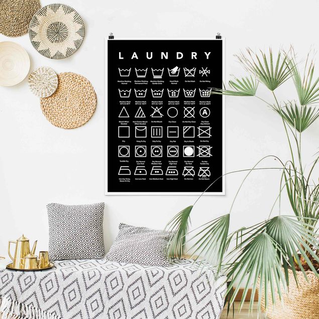 Posters black and white Laundry Symbols Black And White