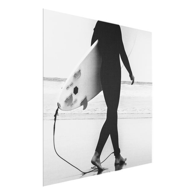 Glass prints black and white Leash On - Lets's Go