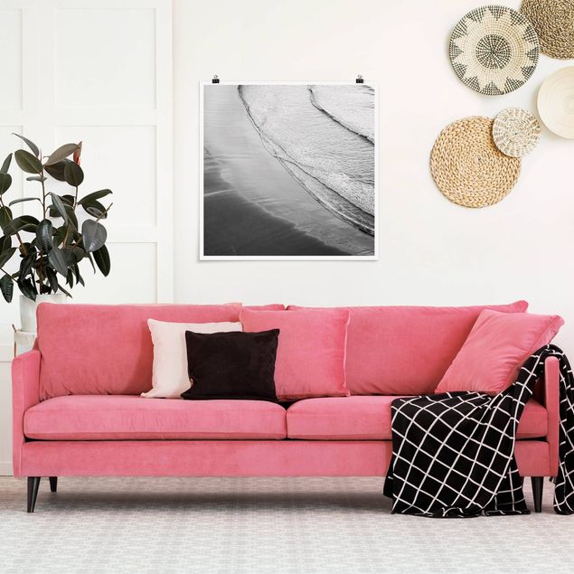 Landscape wall art Soft Waves On The Beach Black And White