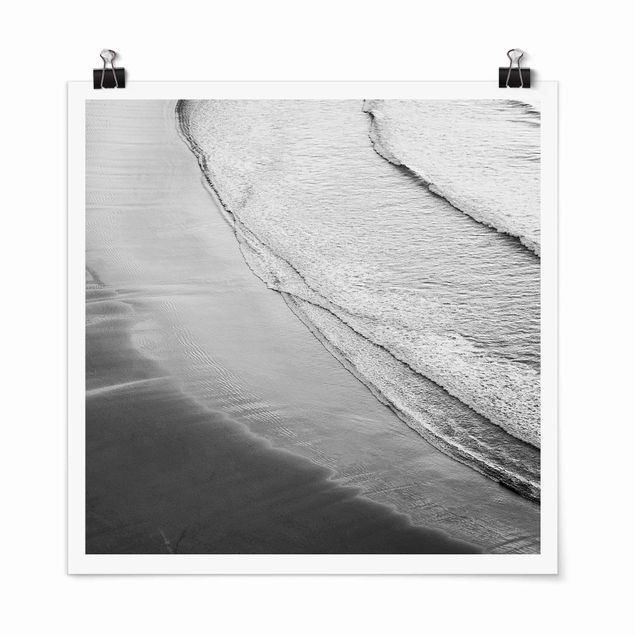Sea print Soft Waves On The Beach Black And White