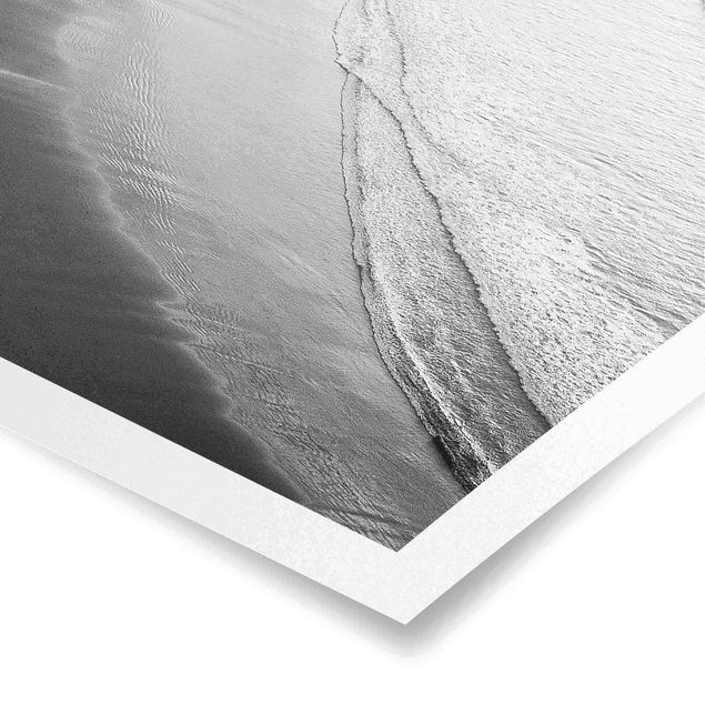 Black and white poster prints Soft Waves On The Beach Black And White