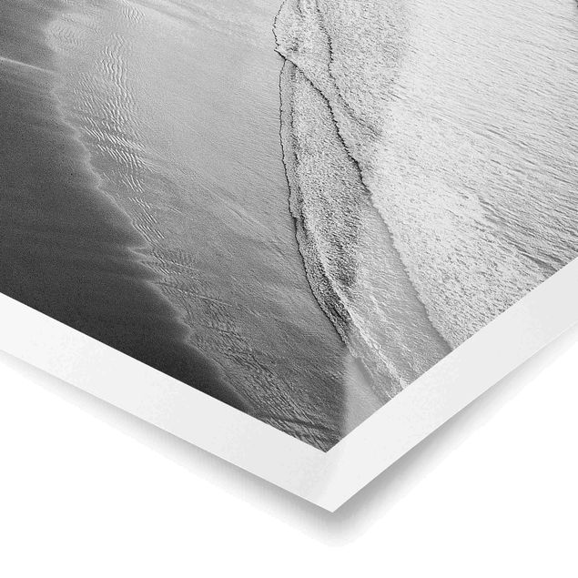 Contemporary art prints Soft Waves On The Beach Black And White