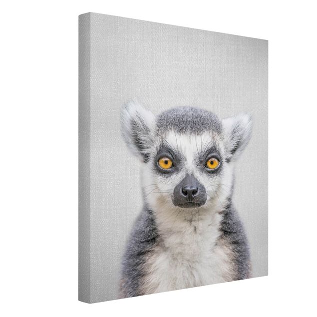 Canvas black and white Lemur Ludwig