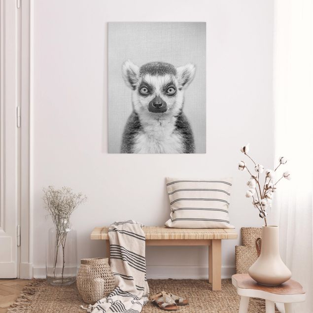 Canvas prints monkey Lemur Ludwig Black And White