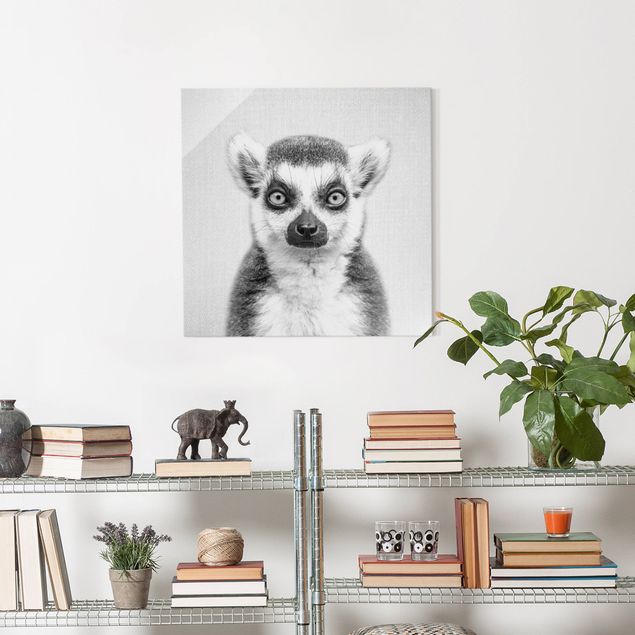 Print monkey designs Lemur Ludwig Black And White