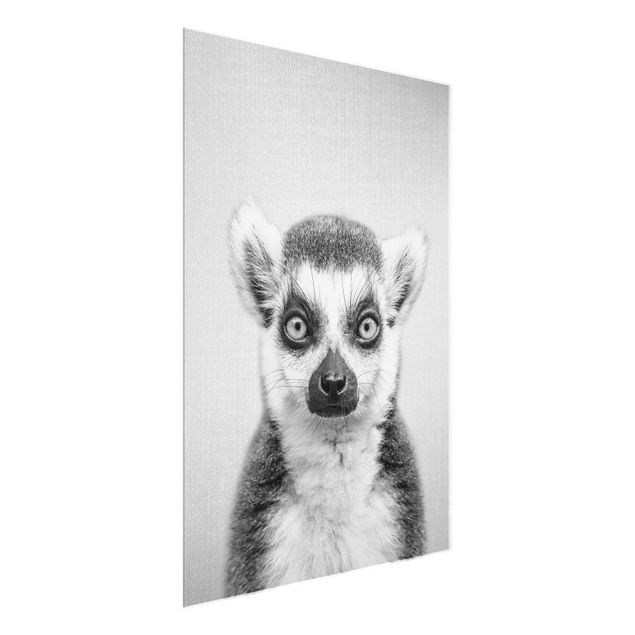 Glass prints pieces Lemur Ludwig Black And White