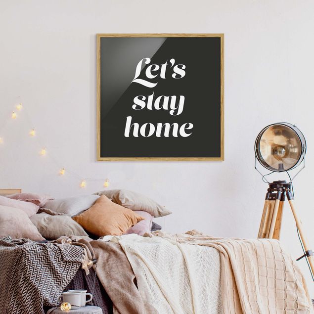 Family canvas art Let's stay home Typo